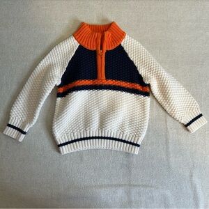 Janie and Jack Color-blocked half zip textured sweater Knit Pullover 6-12 Months